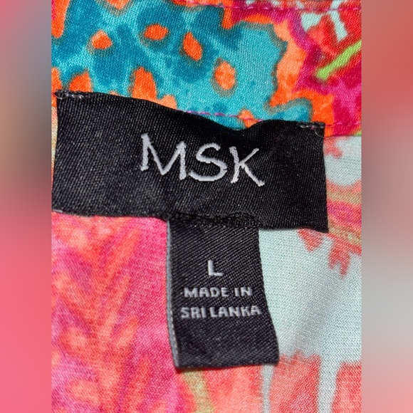 MSK Paisley Print Short Sleeve Collar Midi Dress Women L Unique Art To Wear‎ NEW - Picture 3 of 10